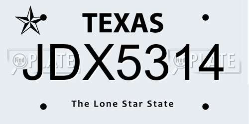 JDX5314 Texas License Plate