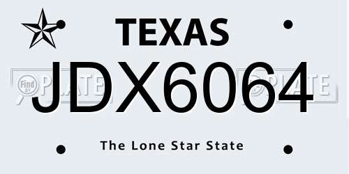 JDX6064 Texas License Plate