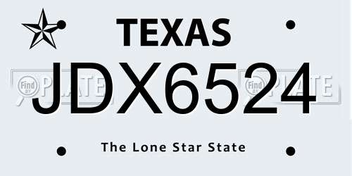 JDX6524 Texas License Plate