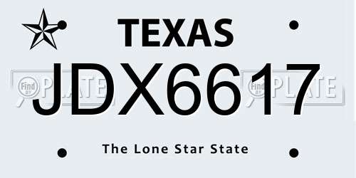 JDX6617 Texas License Plate