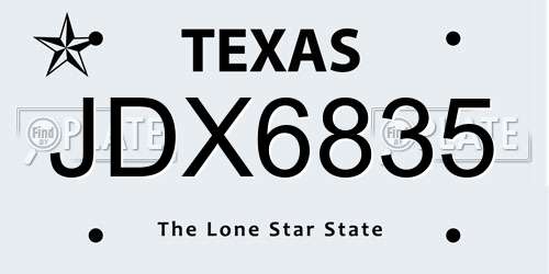 JDX6835 Texas License Plate