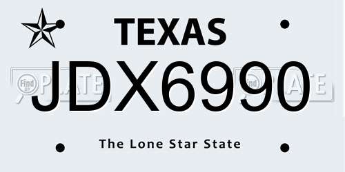 JDX6990 Texas License Plate