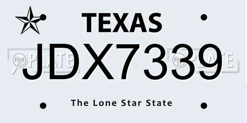 JDX7339 Texas License Plate