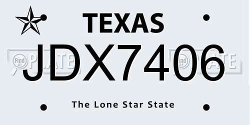 JDX7406 Texas License Plate
