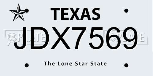 JDX7569 Texas License Plate