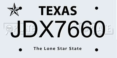 JDX7660 Texas License Plate