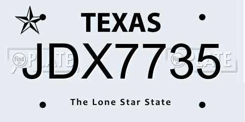 JDX7735 Texas License Plate