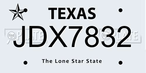 JDX7832 Texas License Plate