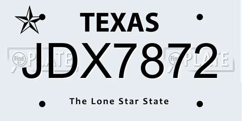 JDX7872 Texas License Plate