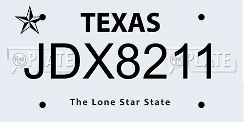 JDX8211 Texas License Plate