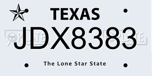 JDX8383 Texas License Plate