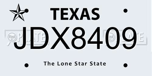 JDX8409 Texas License Plate