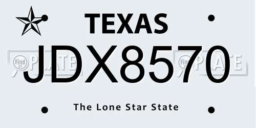 JDX8570 Texas License Plate