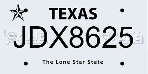 JDX8625 Texas License Plate