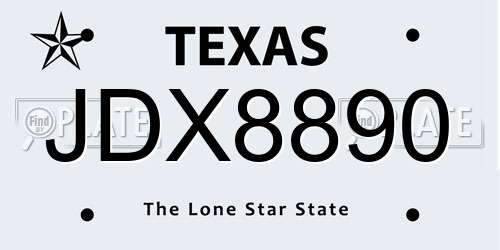 JDX8890 Texas License Plate
