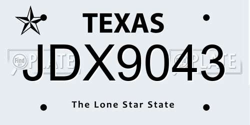 JDX9043 Texas License Plate