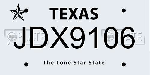 JDX9106 Texas License Plate