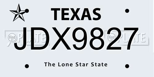 JDX9827 Texas License Plate