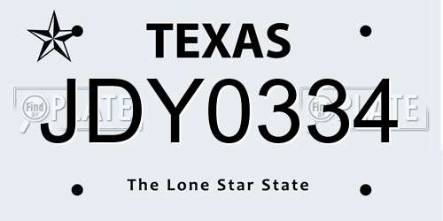 JDY0334 Texas License Plate