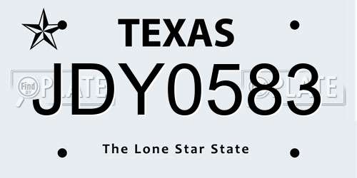 JDY0583 Texas License Plate