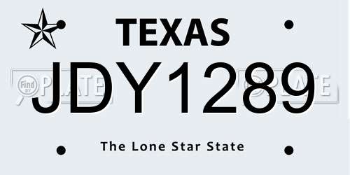 JDY1289 Texas License Plate