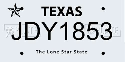 JDY1853 Texas License Plate