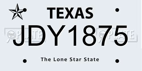 JDY1875 Texas License Plate