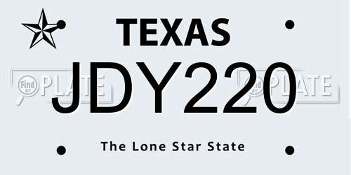 JDY220 Texas License Plate