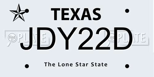 JDY22D Texas License Plate