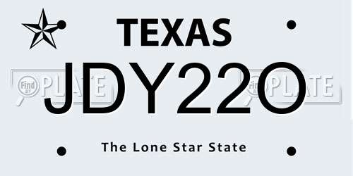 JDY22O Texas License Plate