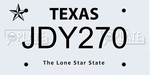 JDY270 Texas License Plate