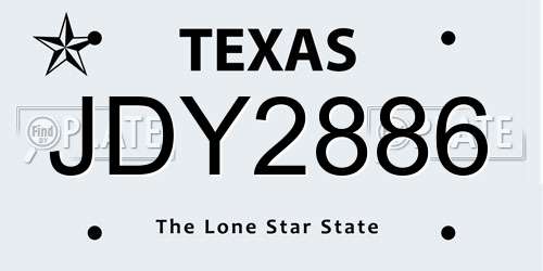 JDY2886 Texas License Plate