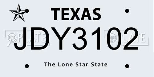 JDY3102 Texas License Plate