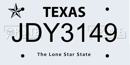 JDY3149 Texas License Plate