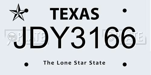 JDY3166 Texas License Plate