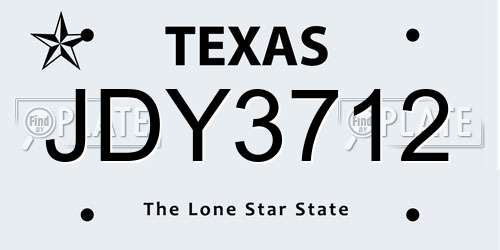 JDY3712 Texas License Plate