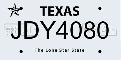 JDY4080 Texas License Plate