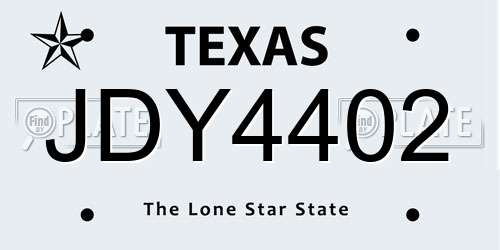 JDY4402 Texas License Plate