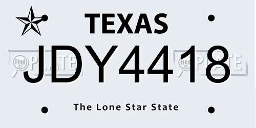 JDY4418 Texas License Plate