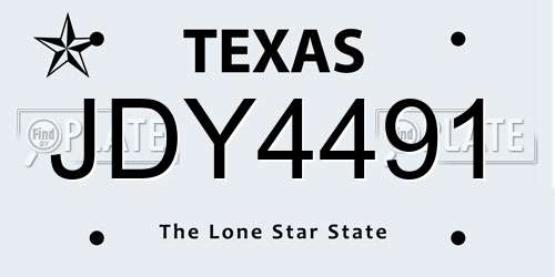 JDY4491 Texas License Plate