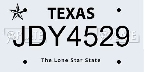 JDY4529 Texas License Plate