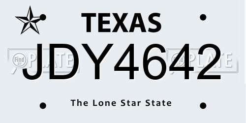 JDY4642 Texas License Plate