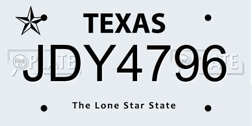 JDY4796 Texas License Plate
