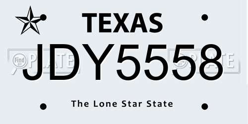 JDY5558 Texas License Plate