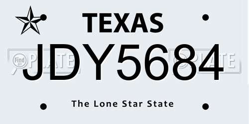 JDY5684 Texas License Plate