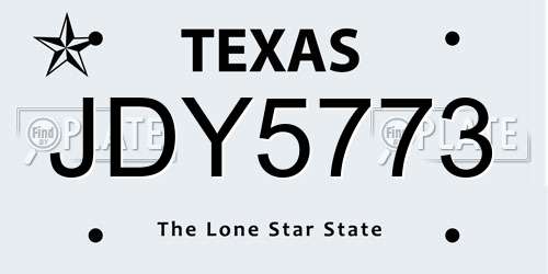 JDY5773 Texas License Plate