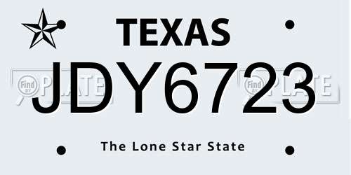 JDY6723 Texas License Plate
