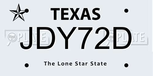 JDY72D Texas License Plate