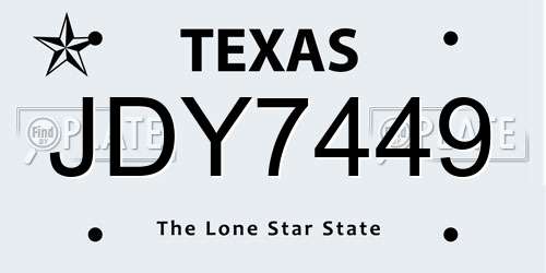 JDY7449 Texas License Plate