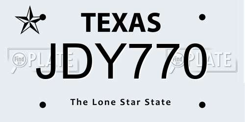 JDY770 Texas License Plate